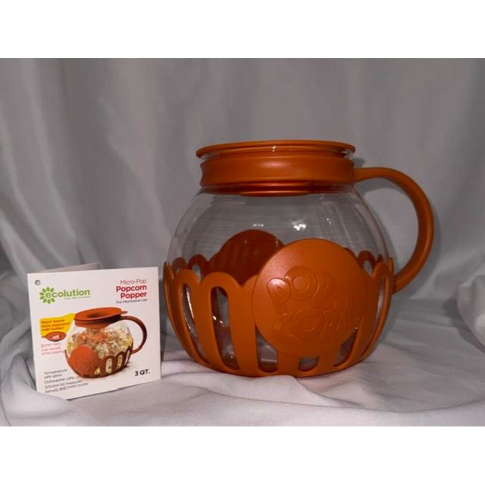 Ecolution Micro-Pop Popcorn Popper Dishwasher Safe, BPA Free, 3 Qt - Orange